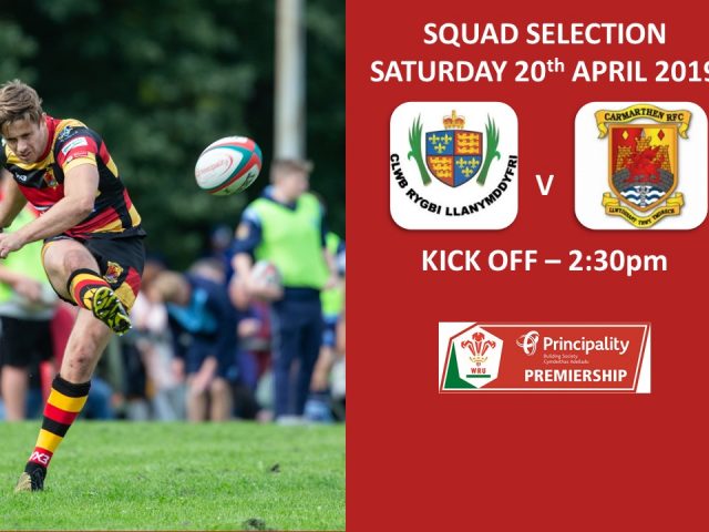 Team Selection – Llandovery RFC v Carmarthen Quins RFC