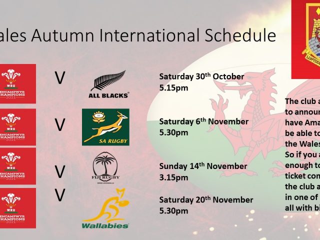 Watch Wales Autumn Internationals at the Club