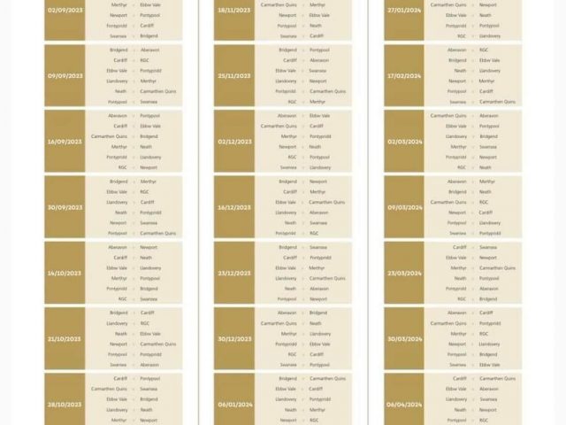 Indigo Welsh Premiership Fixtures